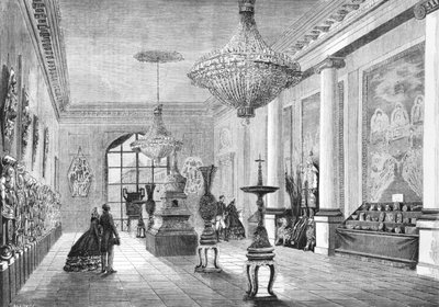 Exposición de curiosidades chinas dadas al Emperador por el ejército expedicionario, ilustración de Le Monde Illustré, 1861 de French School