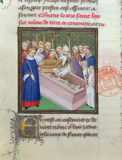 Exhumación y Canonización de San Luis (1215-70) en 1297, de Les Grandes Chroniques de France de French School