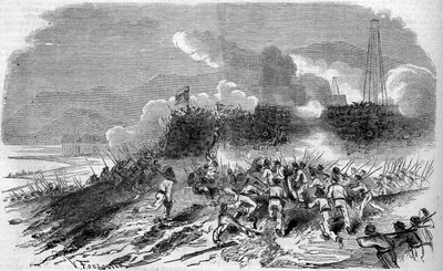 Expedición de Francia a Cochinchina - ataque a los fuertes de Don Tai - 15 de septiembre de French School