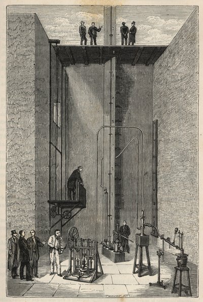 Experiencia de Henri Victor Regnault (1810 - 1878) - Henri-Victor Regnault en el Colegio de Francia - Grabado en "Ciencias puestas a disposición de todos - física y química" por Alexis Clerc. Finales del siglo XIX. Colección privada. de French School