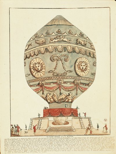 Experimento de los hermanos Montgolfier con globo de aire caliente en el Castillo de La Muette, 21 de noviembre de French School
