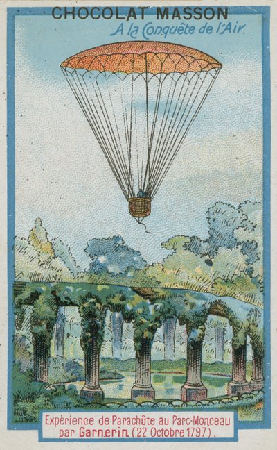 Experimentando con paracaidismo en Parc Monceau por André-Jacques Garnerin (22 de octubre de 1797) de French School