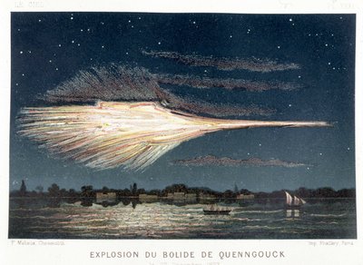 Explosión del bólido de Quenngouck (meteorito) el 27 de diciembre de 1857 - en “El Cielo” por Amédée Guillemin, París de French School