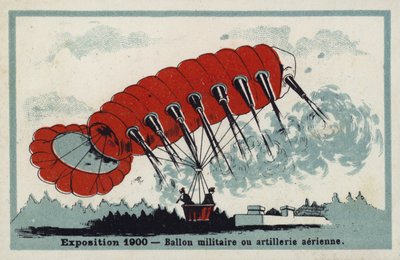 Exposición 1900 - globo militar o artillería aérea de French School