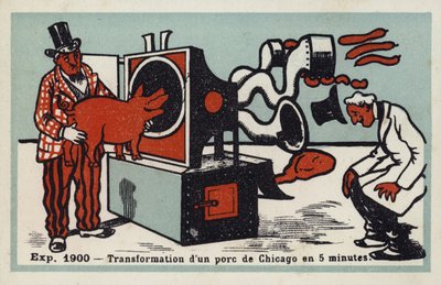 Exposición 1900 - transformación de un cerdo de Chicago en 5 minutos de French School