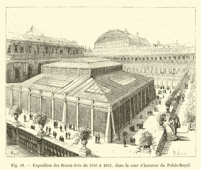 Exposición de Bellas Artes de 1850 a 1852, en el patio de honor del Palais-Royal de French School