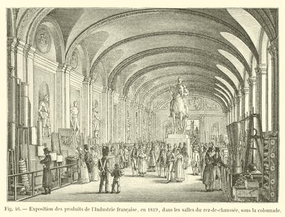 Exposición de productos de la Industria francesa, en 1819, en las salas de la planta baja, bajo la columnata de French School