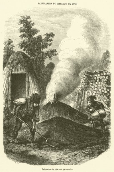 Fabricación de carbón por montones de French School