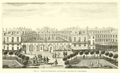 Fachada del Palais-Royal, lado del jardín, bajo Luis XV de French School