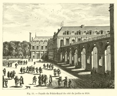 Fachada del Palais-Royal del lado del jardín en 1650 de French School