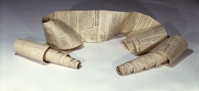 Facsímil de un rollo de pergamino del siglo XIII utilizado por monjes medievales de French School