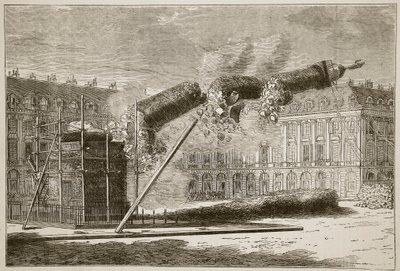Caída de la Columna Vendôme, abril 1871, ilustración de la Historia de la Guerra entre Francia y Alemania, 1870-1871 de French School