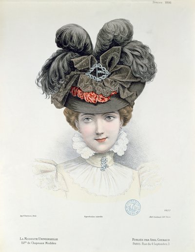 Placa de moda de La Modiste Universelle, febrero de 1898 de French School