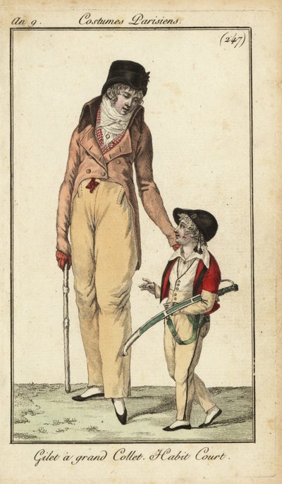 Caballero a la moda o Incroyable con garrote, París de French School