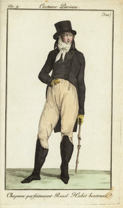 Hombre a la moda o Incroyable con garrote de French School