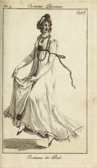 Mujer a la moda bailando con vestido de baile de French School