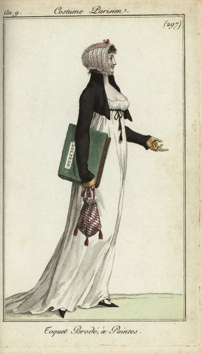 Mujer a la moda con gorro bordado de French School