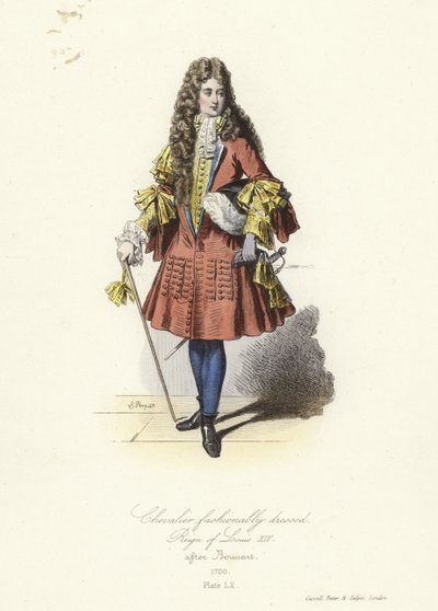 Caballero a la moda del reinado de Luis XIV de Francia de French School
