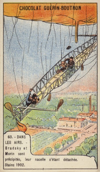 Accidente fatal de los aeronautas Bradsky y Morin, París de French School
