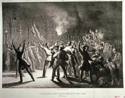 Revolución de febrero de 1848 (litografía) de French School