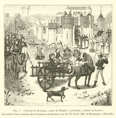 Ferrant de Portugal, conde de Flandes, prisionero, conducido al Louvre de French School