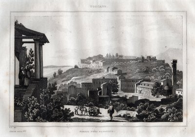 Fiesole - Toscana. Grabado de "Picturesque Italy" por M. de Norvins, Ch. Nodier 1834-1836. de French School
