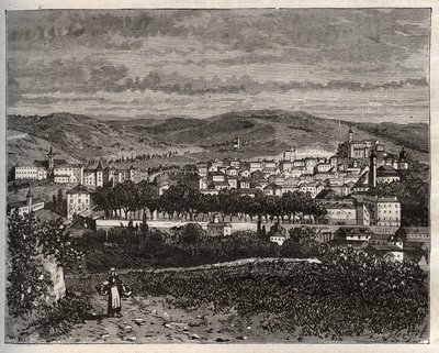 Figeac - Lot, en la región de Midi-Pyrénées - grabado en 