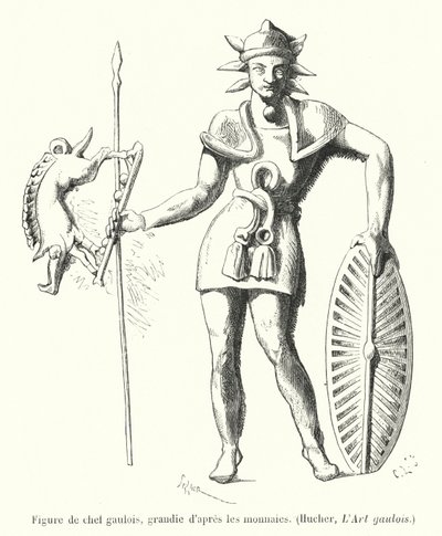 Figura de jefe galo, ampliada según las monedas de French School