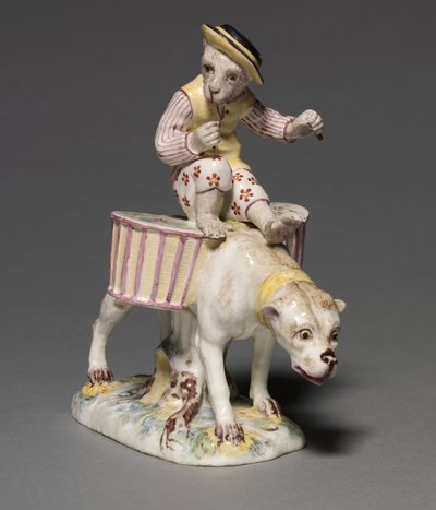 Figura de un Mono sobre un Perro, fabricante Fábrica de Mennecy-Villeroy, Francia, c.1760 de French School