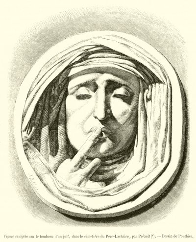 Figura esculpida en la tumba de un judío, en el cementerio de Père-Lachaise de French School