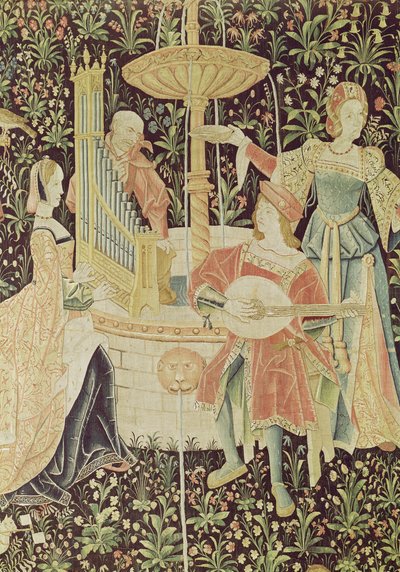 Figuras alrededor de una fuente, (detalle) de French School