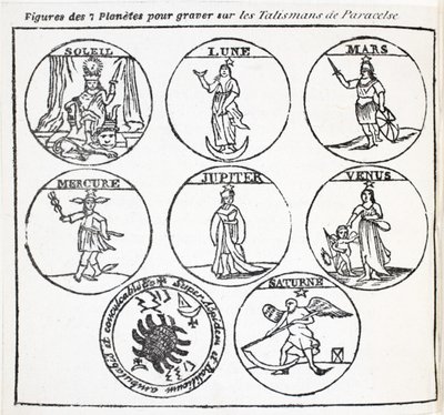 Figuras de los 7 planetas para grabar en los Talismánes de Paracelso de French School
