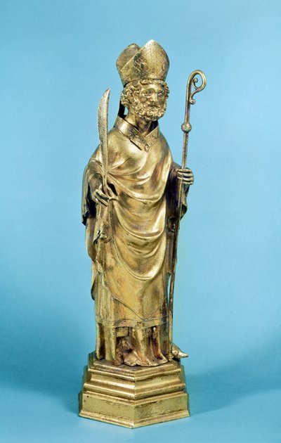Figurilla de un obispo (cobre dorado) de French School