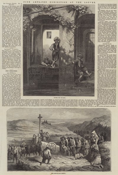 Bellas Artes, la Exposición en el Louvre (grabado) de French School