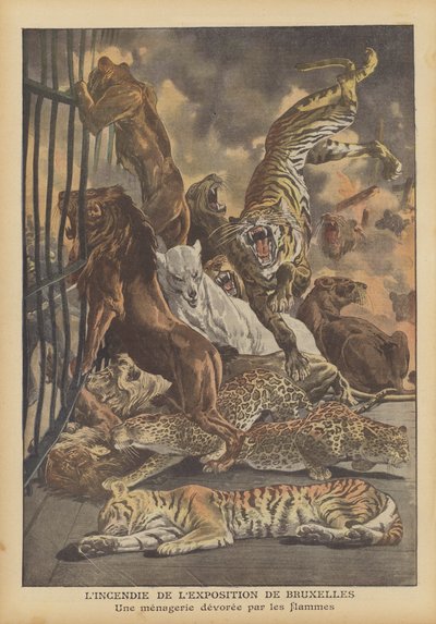 Incendio en la Exposición Internacional de Bruselas de 1910 de French School