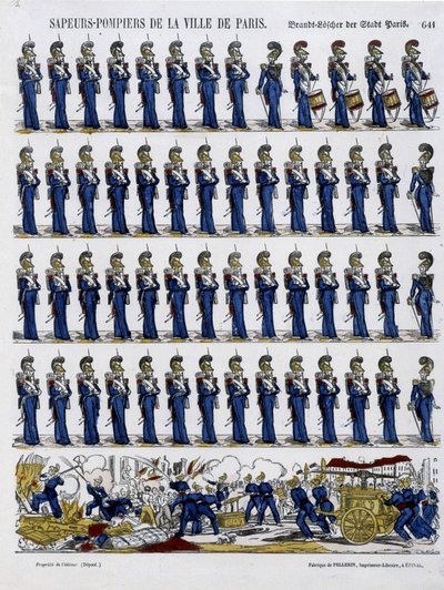 Bomberos de la ciudad de París - Imagen de Epinal, circa 1852 de French School