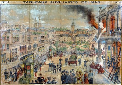 Incendio en la ciudad. s. XIX ed. Delmas de French School
