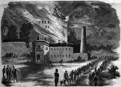 Incendio de la fábrica La Motte Seguin en Orleans, Loiret (45). de French School