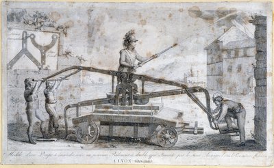 Bomba contra incendios en Lyon en 1808 de French School