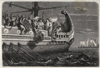 Primera Guerra Púnica - Publio Claudio Apio Pulcro (muerto alrededor de 240 a.C.) antes de la Batalla de Drepanum (249 a.C.) hace que los pollos sagrados sean arrojados al mar - Primera Guerra Púnica - Batalla de Drepanum de French School