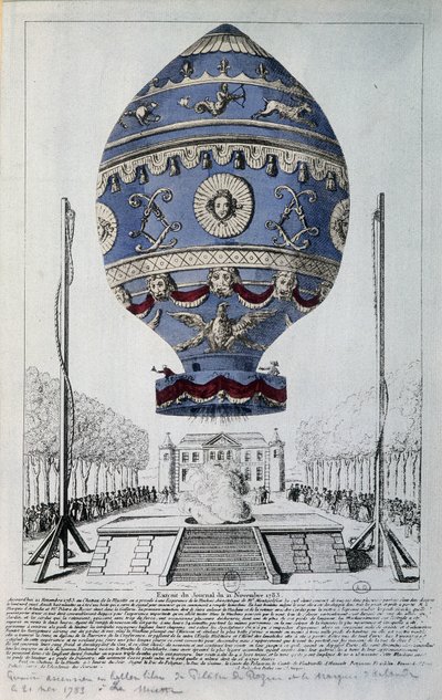 Primer vuelo humano de Pilâtre de Rozier el 21 de noviembre de 1783 de French School
