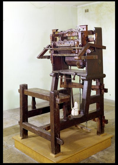 Primer telar para tejer medias, 1750 de French School