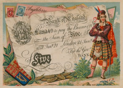 Billete de cinco libras de French School