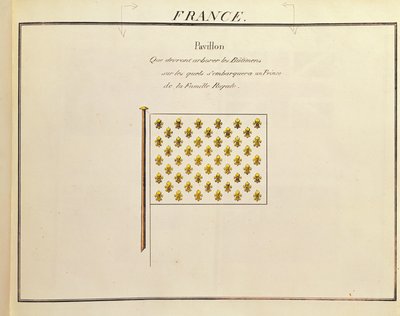 Bandera de un príncipe de la familia real, de Pavillons des Puissances Maritimes (grabado en color) de French School