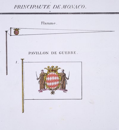 Banderas de Mónaco, de un libro francés de banderas, c.1819 de French School