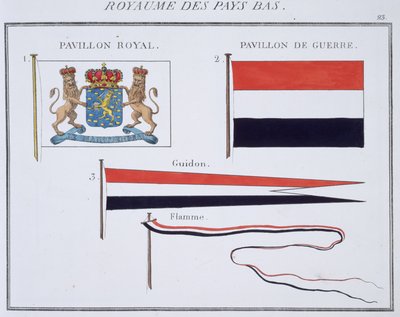 Banderas del Reino de los Países Bajos, de un libro francés de banderas, c.1819 de French School