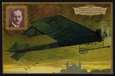Vuelo del avión Antoinette por Henri Demanest, Francia de French School
