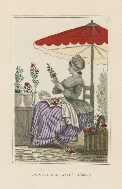 Vendedora de flores, siglo XVIII de French School