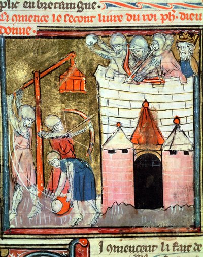 Fol.261v Sitio del Castillo de Chinon, de las Grandes Crónicas de Francia, 1375-79 de French School