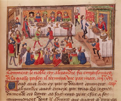 Fol.298r Cómo fue envenenado el Noble Rey Alejandro, ilustración de un libro por Jean Wauquelin, de la Historia del Gran Alejandro 1460 de French School